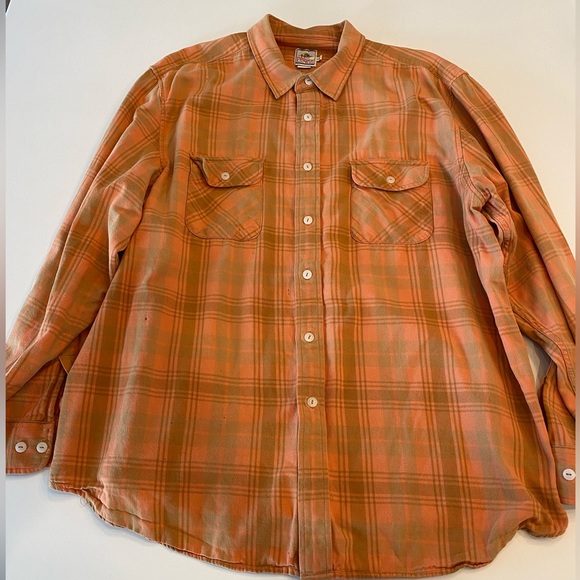 Pendleton - Surf Pendleton Cotton Orange Plaid Men’s XXL Long Sleeve Shirt - Picture 3 of 7